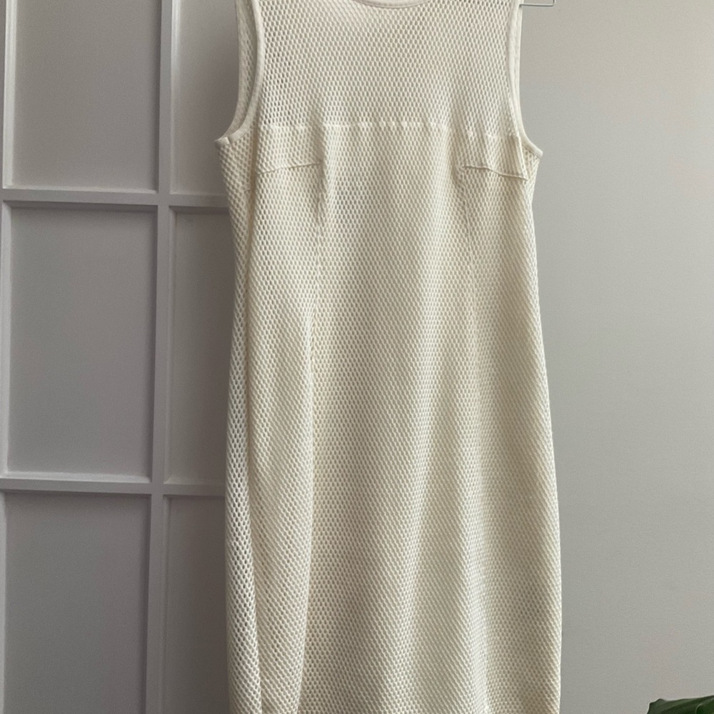 Akris Punto Chic Cream Textured Midi Dress